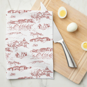 Chattanooga Toile Red en White Theedoek