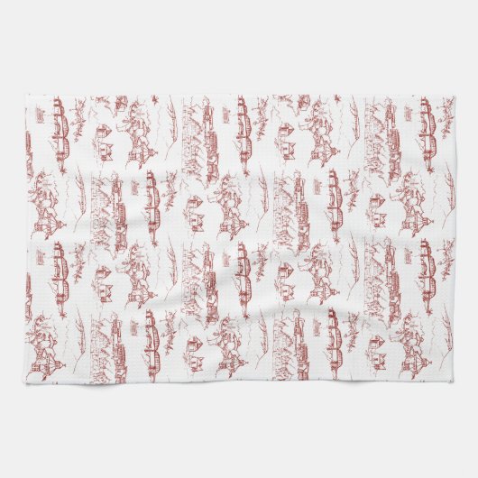 Chattanooga Toile Red en White Theedoek (Horizontaal)