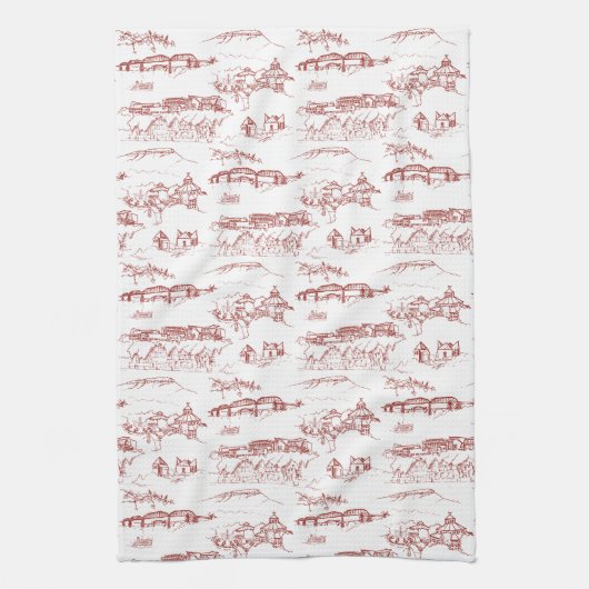 Chattanooga Toile Red en White Theedoek (Verticaal)