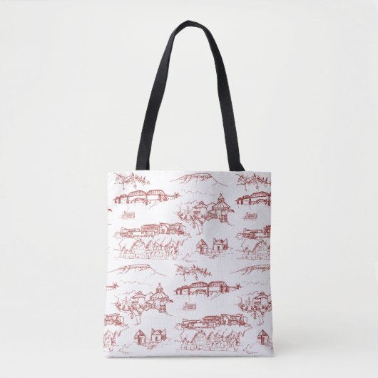 Chattanooga Toile Red Tote Bag (Voorkant)