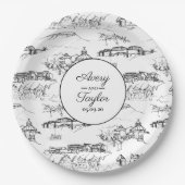 Chattanooga Toile Zwart en Wit Bruidsdouche Papieren Bordje (Voorkant)