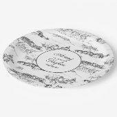 Chattanooga Toile Zwart en Wit Bruiloftsfeest Papieren Bordje (Gekanteld)