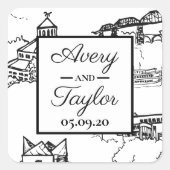 Chattanooga Toile Zwart-wit Envelopzegel Vierkante Sticker (Voorkant)