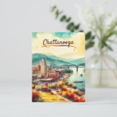 Chattanooga Walnut Street Bridge Waterverf Briefkaart (Staand voorkant)