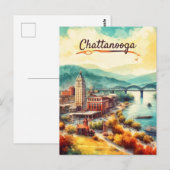 Chattanooga Walnut Street Bridge Waterverf Briefkaart (Voorkant / Achterkant)