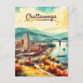 Chattanooga Walnut Street Bridge Waterverf Briefkaart (Voorkant)
