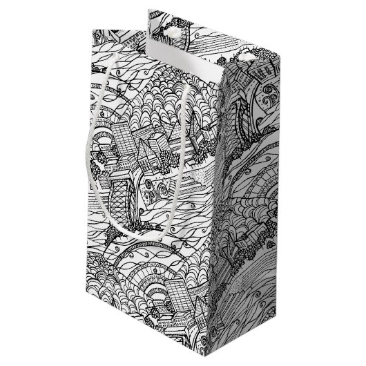 Chattanooga Whimsy Black and White Klein Cadeauzakje (Achterkant Gekanteld)