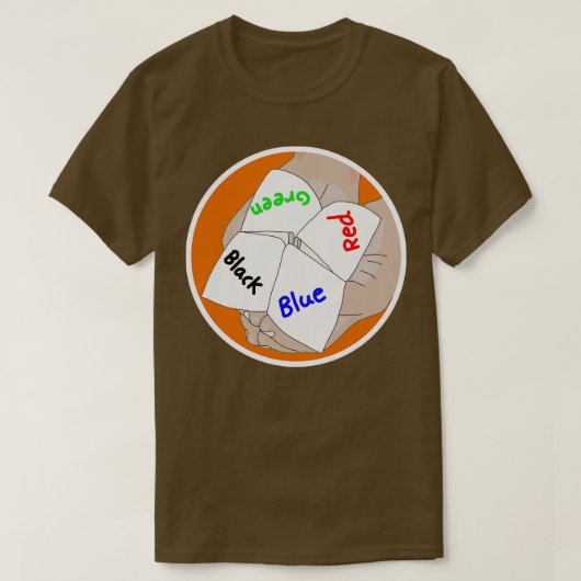 Chatterbox Cootie Catcher papier waarzegster spel T-shirt (Design voorkant)