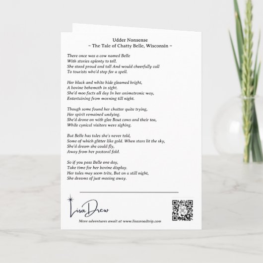 Chatty Belle, de grootste Koe ter wereld! Kaart (Achterkant)