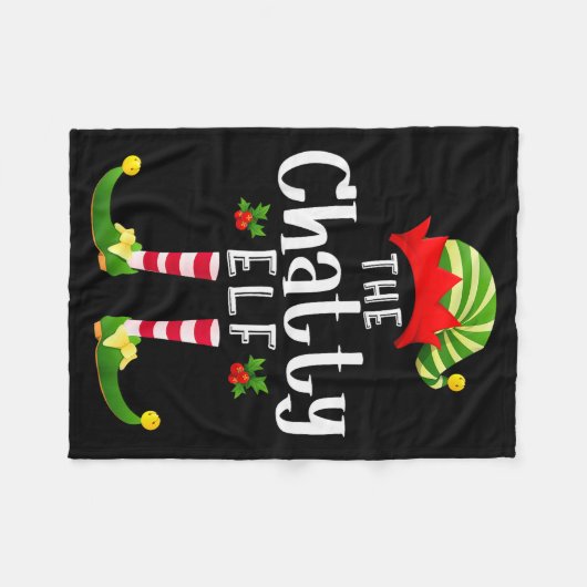 Chatty Christmas Elf Matching Pajama X-mas Party  Fleece Deken (Voorkant (Horizontaal))