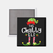 Chatty Christmas Elf Matching Pajama X-mas Party  Magneet (Voorkant / Achterkant)