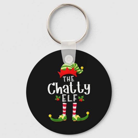 Chatty Christmas Elf Matching Pajama X-mas Party Sleutelhanger (Voorkant)