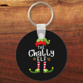 Chatty Christmas Elf Matching Pajama X-mas Party Sleutelhanger (Voorkant)