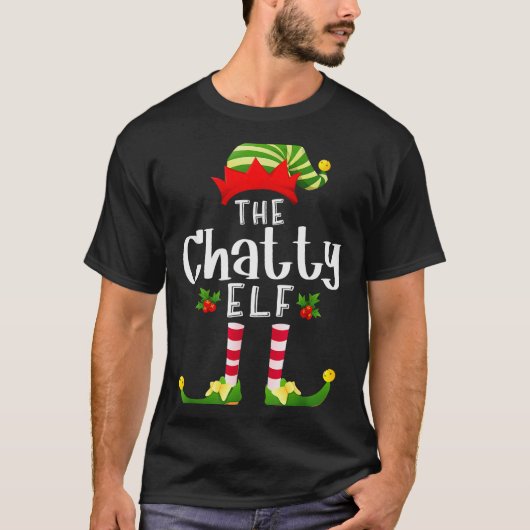 Chatty Christmas Elf Matching Pajama X-mas Party  T-shirt (Voorkant)