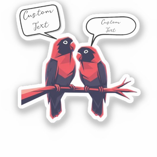 Chatty Companions: gepersonaliseerde Lovebirds-lap Sticker (Voorkant)