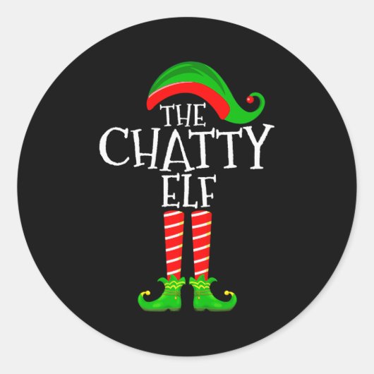 Chatty Elf Funny Matching Family Group Christmas P Ronde Sticker (Voorkant)