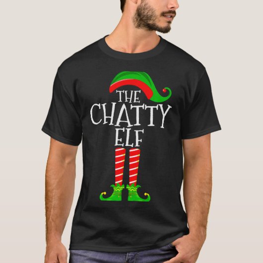 Chatty Elf Funny Matching Family Group Christmas P T-shirt (Voorkant)