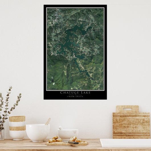 Chatuge Lake North Carolina-Georgia Satellite Map Poster (Keuken)