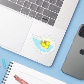 Chaucer de Rubber Eend Contour Sticker (Laptop met iPhone)