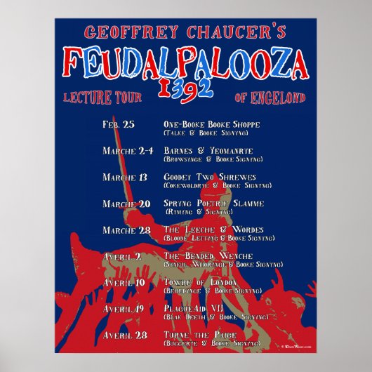 Chaucer "Feudalpalooza" 1392 Poster van de rondlei (Voorkant)