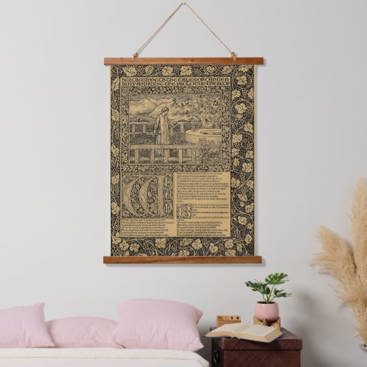 Chaucer Leaf van Kelmscott Press Hangend Wandkleed (Slaapkamer)