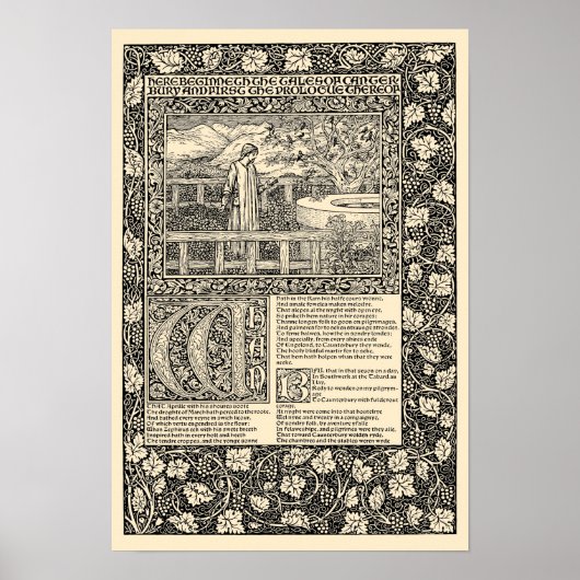 Chaucer Leaf van Kelmscott Press Poster (Voorkant)
