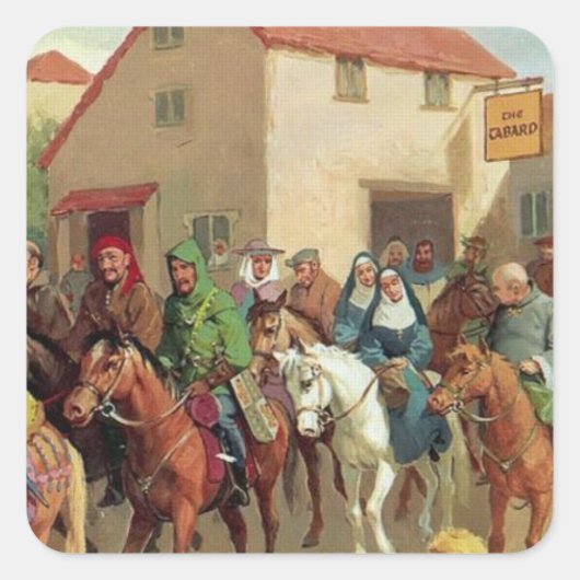 Chaucer's Pilgrims - Canterbury Tales Vierkante Sticker (Voorkant)