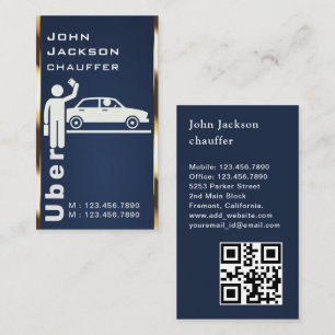 Chauffeur Auto Vervoer Chauffeur Modern Blauw QR C Visitekaartje