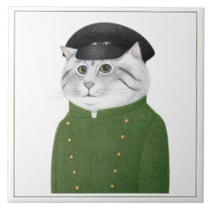 CHAUFFEUR CAT 6" vierkante keramische Tegel Tegeltje