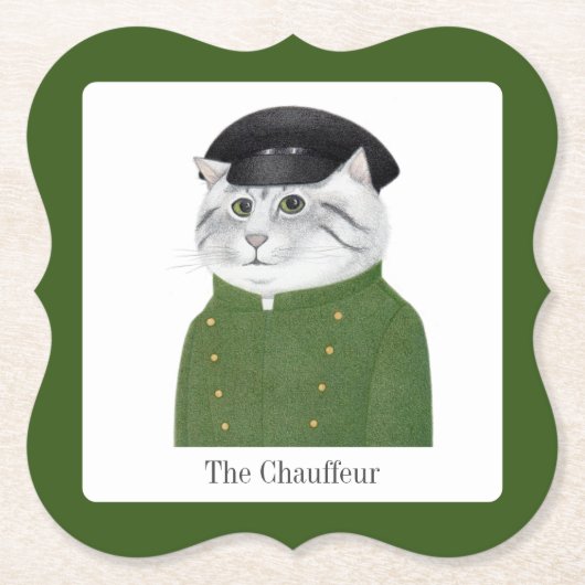 CHAUFFEUR CAT Bracket Papier Onderzetters + Tekst (Voorkant)