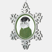 CHAUFFEUR CAT Pewter Snowflake Ornament (Rechts)
