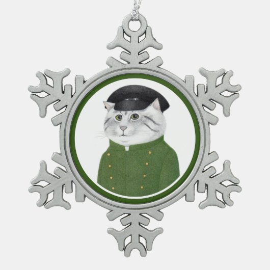 CHAUFFEUR CAT Pewter Snowflake Ornament (Voorkant)