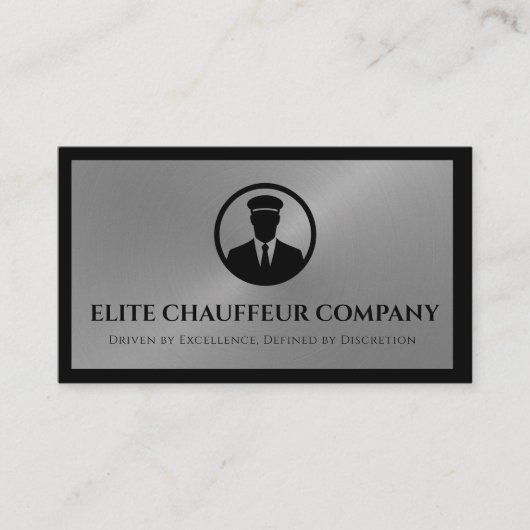 Chauffeur Driver Black Silver Metallic Visitekaartje (Voorkant)
