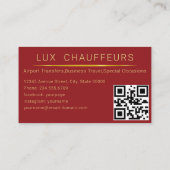 Chauffeur Driver Royal Gold Border Business Card Visitekaartje (Achterkant)