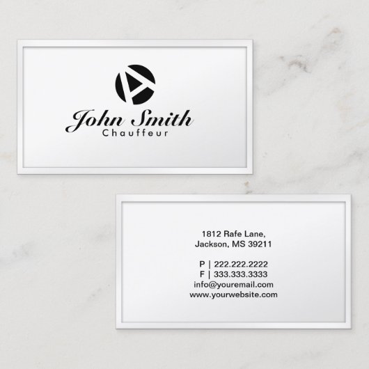 Chauffeur driver White Lijst Monogram Visitekaartje (Voorkant / Achterkant)