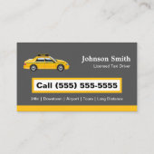 Chauffeur, gele taxichauffeur, bevoegd voor Pet Visitekaartje (Achterkant)