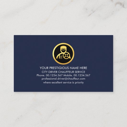 Chauffeur Gold Border Driving Line Visitekaartje (Achterkant)