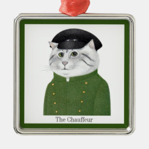 CHAUFFEUR KAT Premium Vierkante Ornament + Tekst