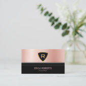 Chauffeur Luxury Gold Monogram Logo Roos Gold Visitekaartje (Staand voorkant)