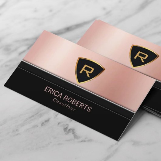 Chauffeur Luxury Gold Monogram Logo Roos Gold Visitekaartje