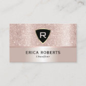 Chauffeur Luxury Monogram Blush Roos Gold Glitter Visitekaartje (Voorkant)