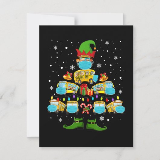 Chauffeur Schoolbus Kerstboom Grappig Kerstcadeau Notitiekaartje (Voorkant)
