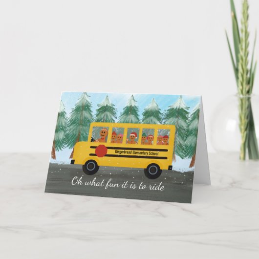 Chauffeur Schoolbus Leraar Kerst Kruidkoek Feestdagen Kaart (Voorkant)