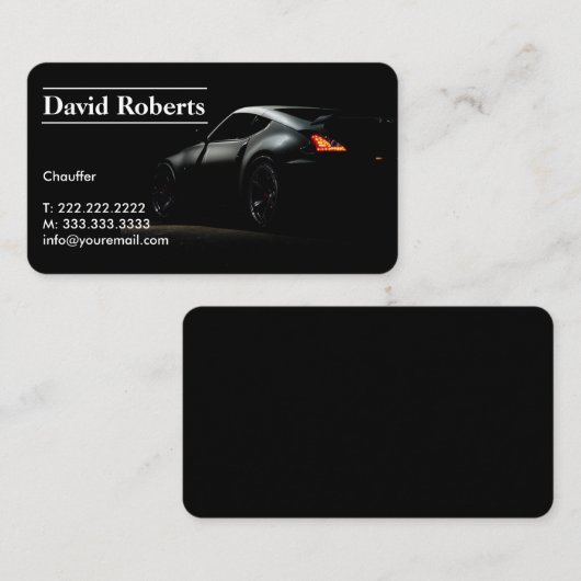 Chauffeur Taxi Driver Professional Dark Visitekaartje (Voorkant / Achterkant)