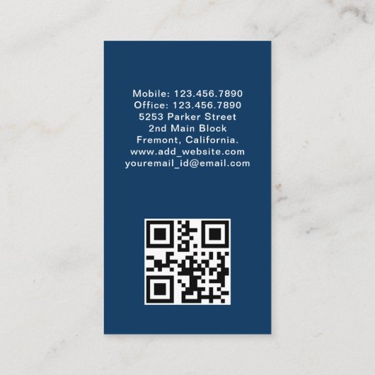 Chauffeur Taxi Driver Professioneel Donker QR-code Visitekaartje (Achterkant)