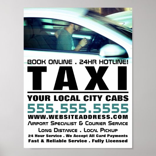 Chauffeur, taxibusfirma Adverteren Poster (Voorkant)