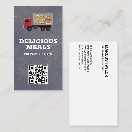 chauffeur van voedsellevering | QR-code Visitekaartje (Voorkant / Achterkant)