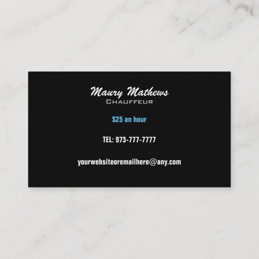 Chauffeur Visitekaartjes (Achterkant)