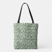 Chaulkoard alfabet print over de hele canvas tas (Achterkant)