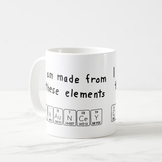 Chauncey periodieke lijstnaam mok (Voorkant links)